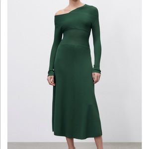 Zara green knit asymmetrical dress